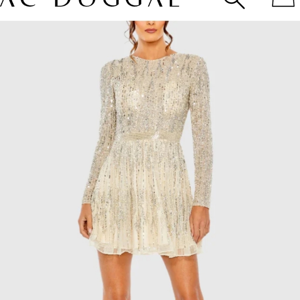 High Neck A-Line Mini Sequin Dress